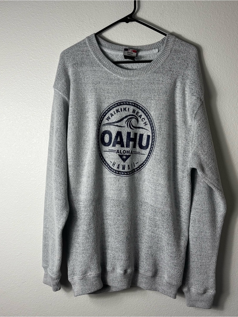 Oahu Hawaii Waikiki Beach Graphic Sweatshirt Size Large Gray
